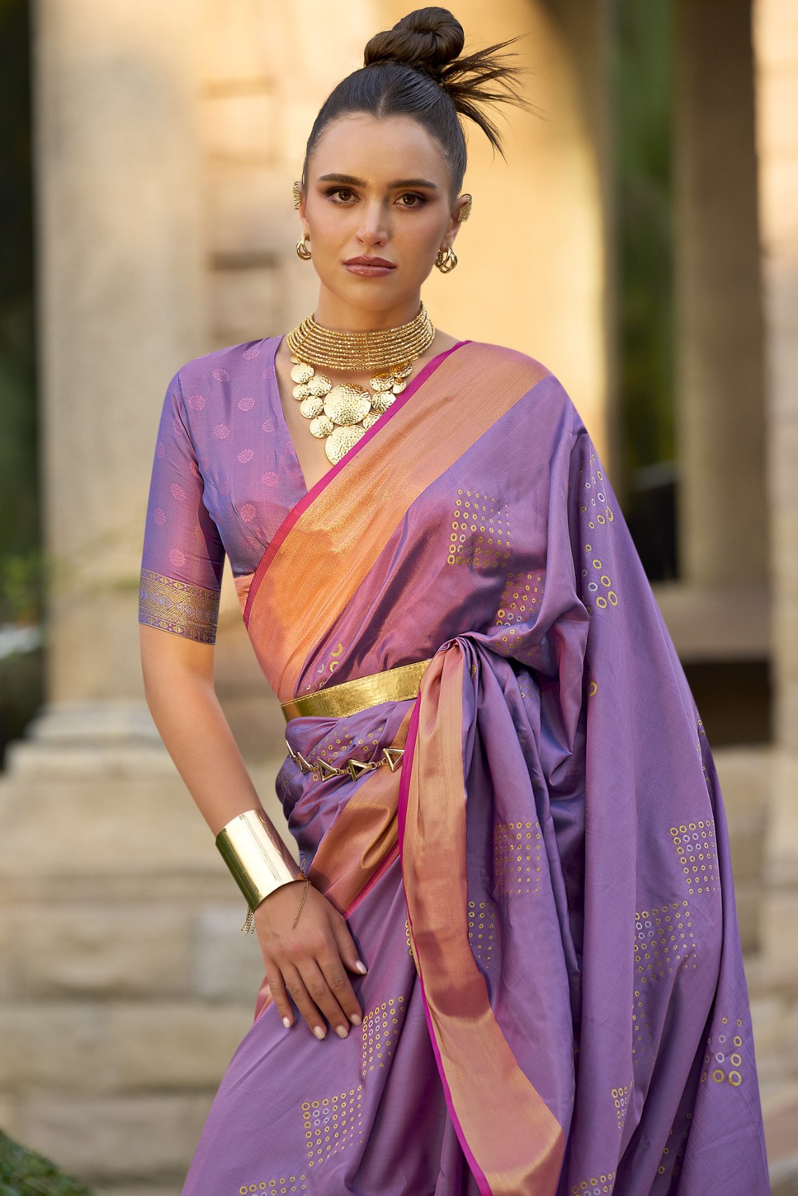 Buy MySilkLove Trendy Purple Banarasi Handloom Saree Online