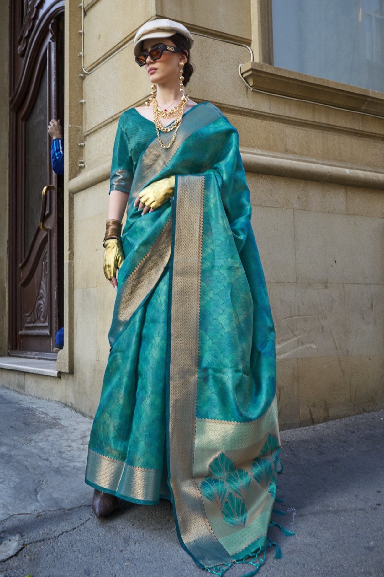 Buy MySilkLove Blue Chill Handloom Organza Saree Online