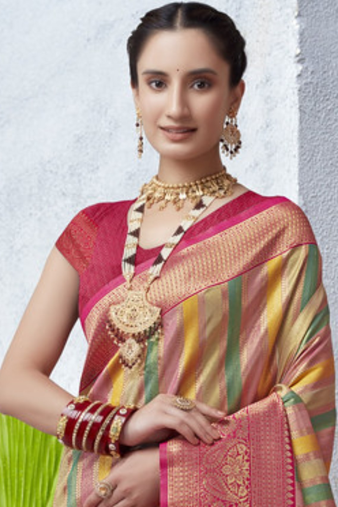 Buy MySilkLove Matrix Red Multicolor Woven Kanjivaram Saree Online