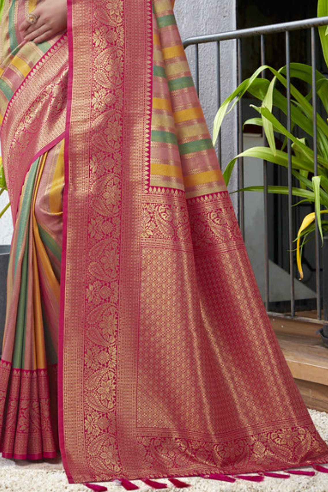 Buy MySilkLove Matrix Red Multicolor Woven Kanjivaram Saree Online