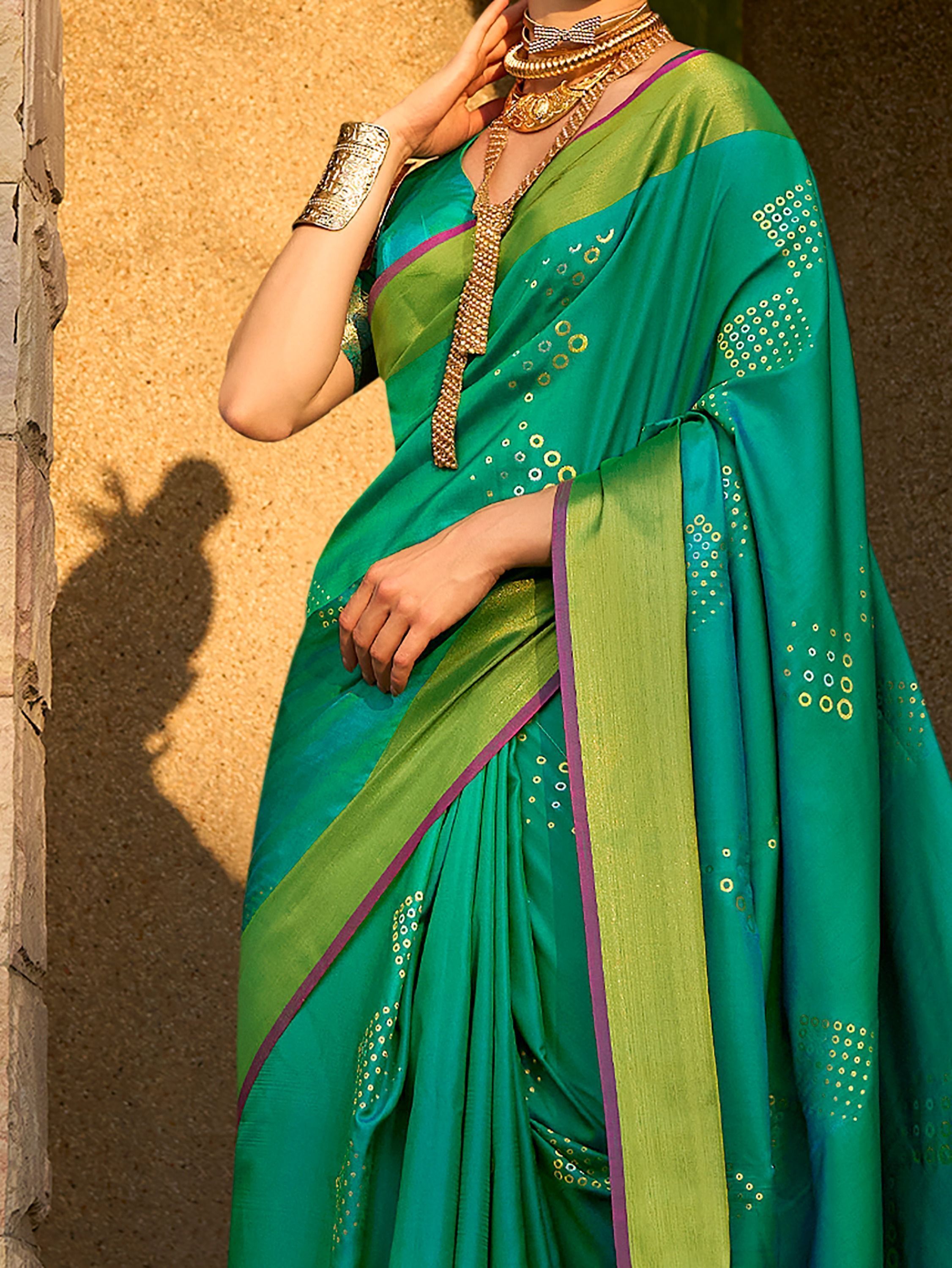 Buy MySilkLove Green Pea Banarasi Handloom Saree Online