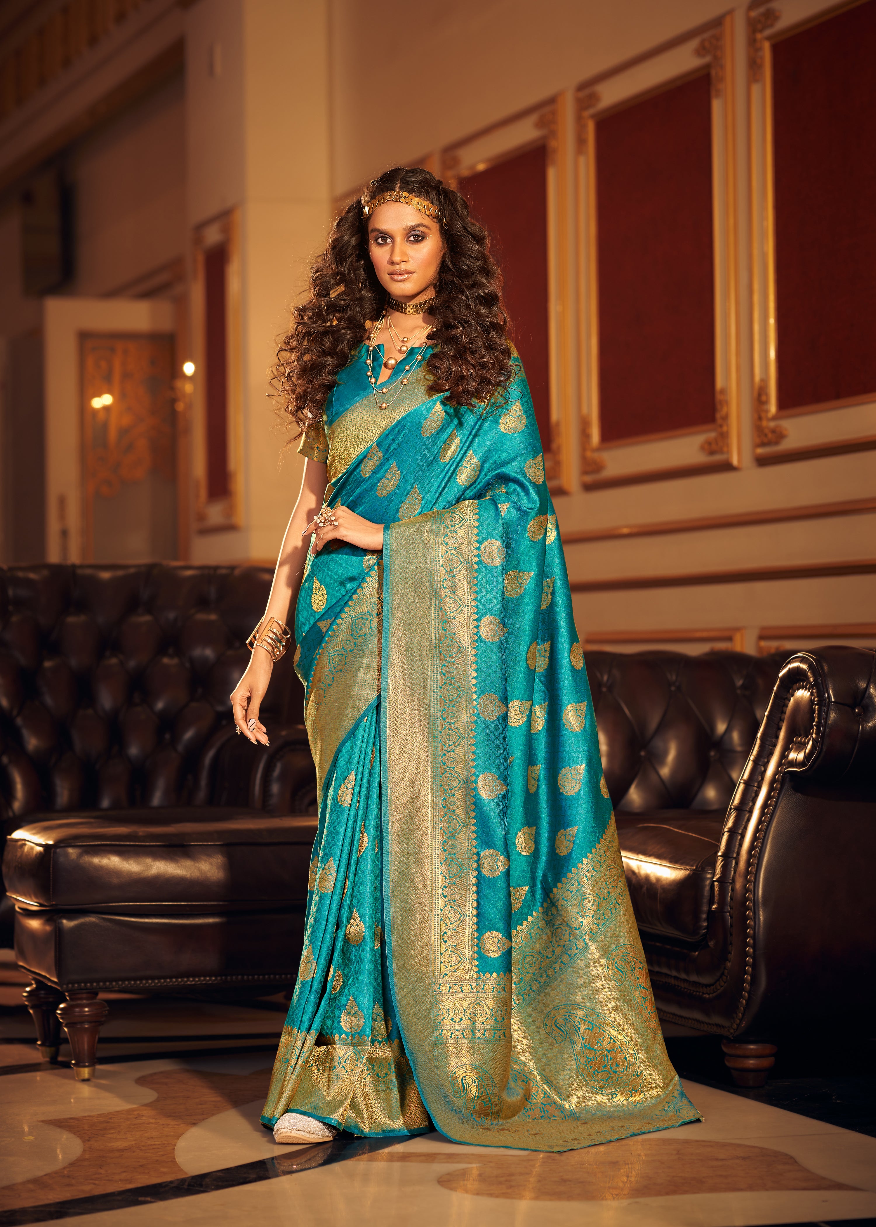 Buy MySilkLove Paradiso Blue Woven Handloom Banarasi Silk Saree Online