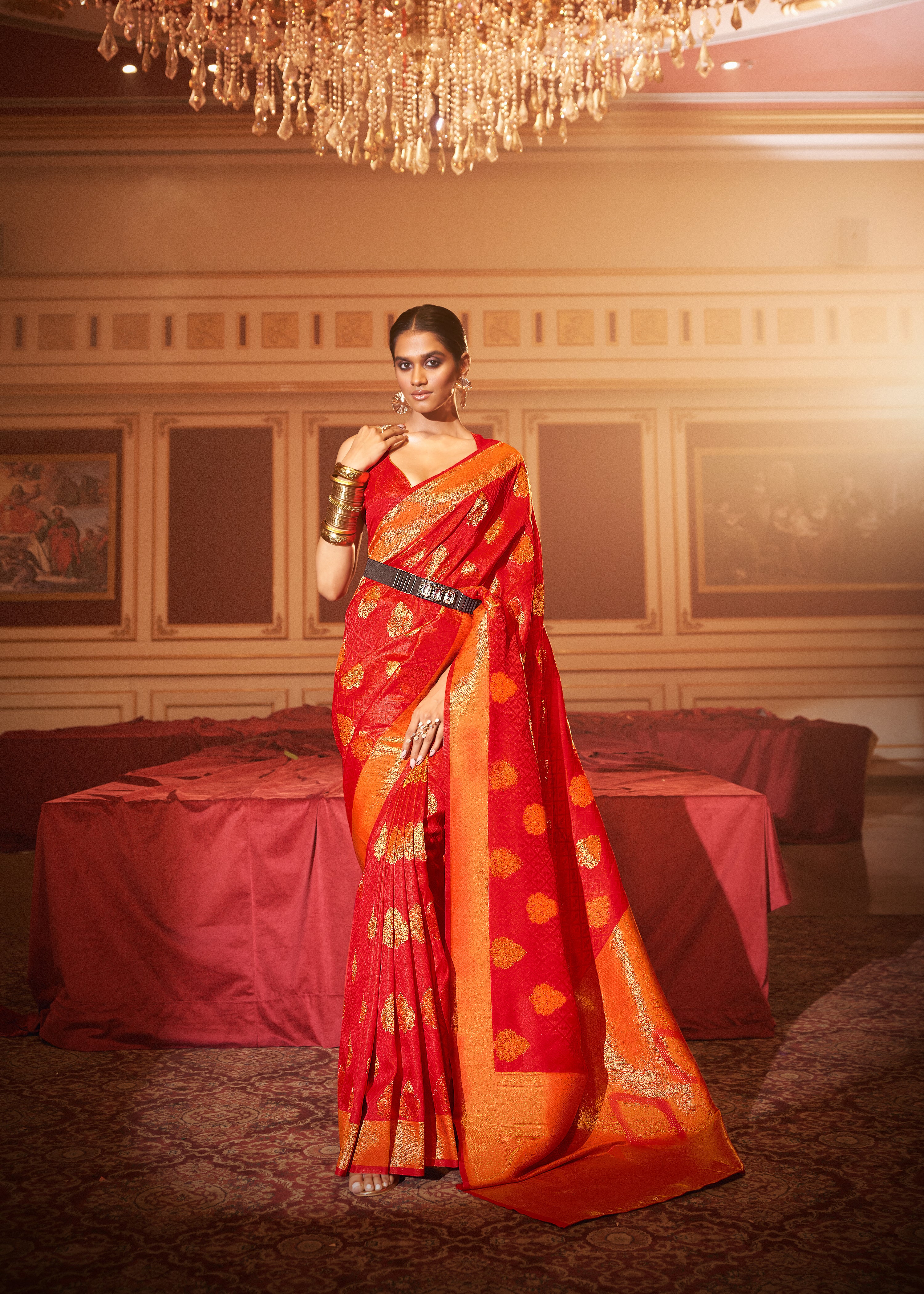 Buy MySilkLove Alizarin Red Woven Handloom Banarasi Silk Saree Online