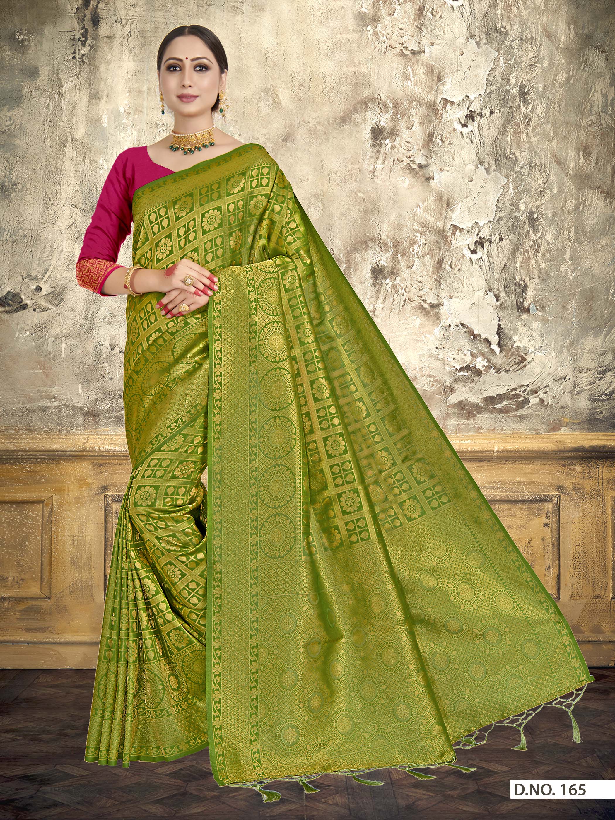 Buy MySilkLove Jungle Green Zari Woven kanjivaram Silk Saree Online