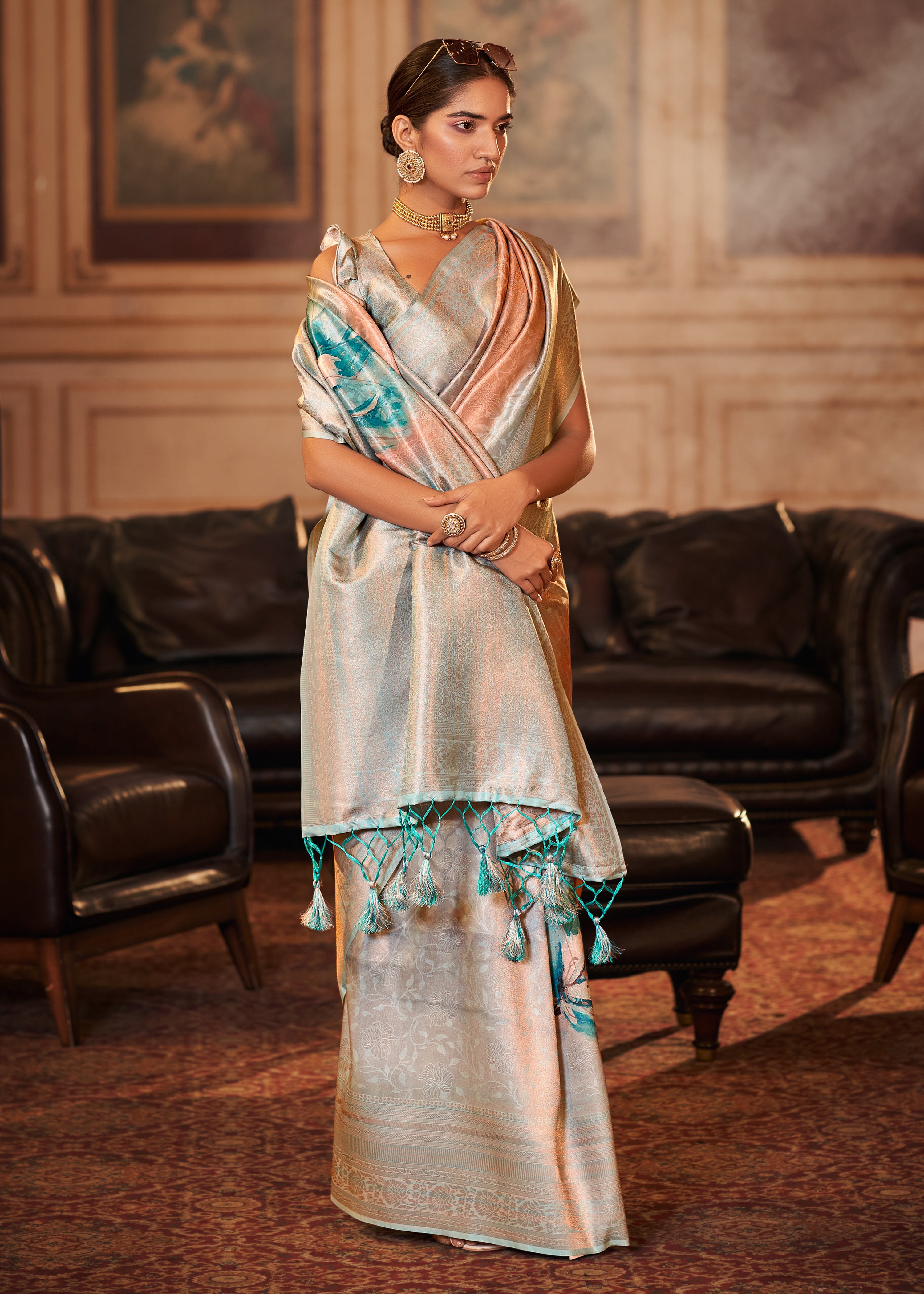 MySilkLove Petite Pink Woven Banarasi Silk Saree