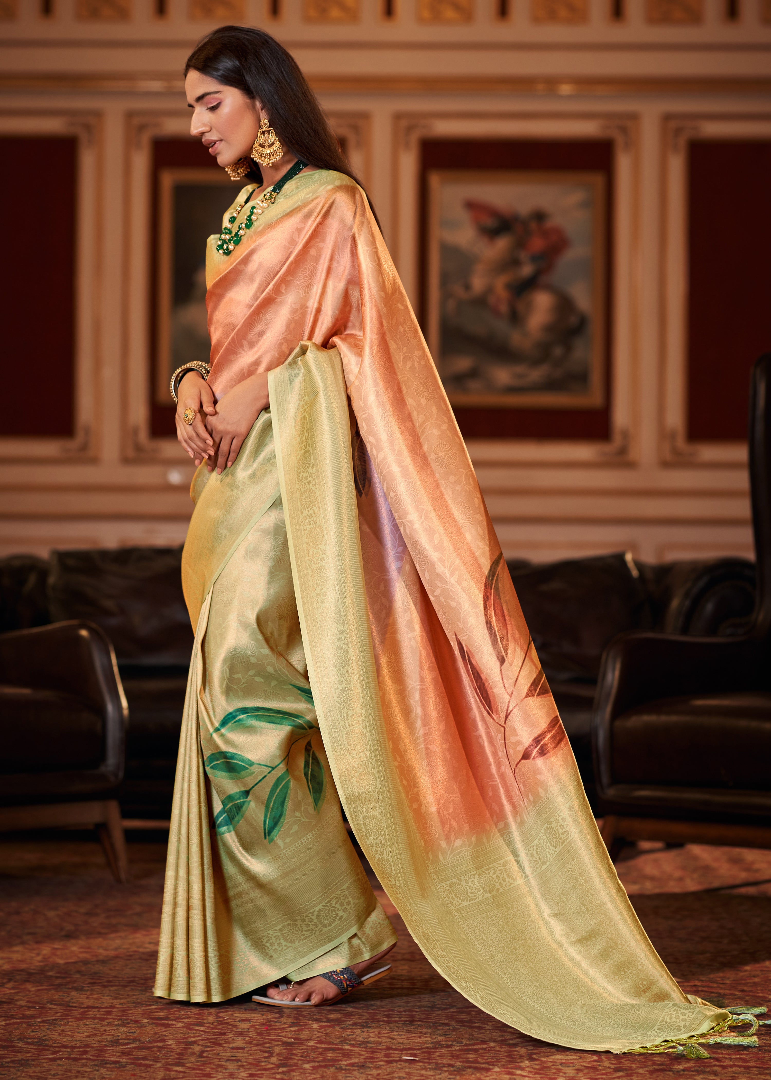MySilkLove Copper Orange Woven Banarasi Silk Saree