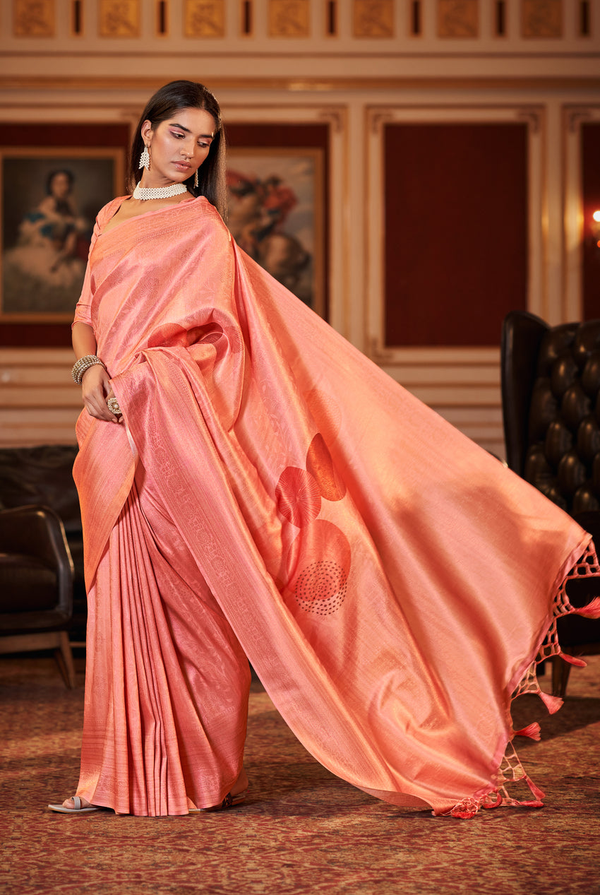 Buy MySilkLove Vivid Pink Woven Banarasi Silk Saree Online