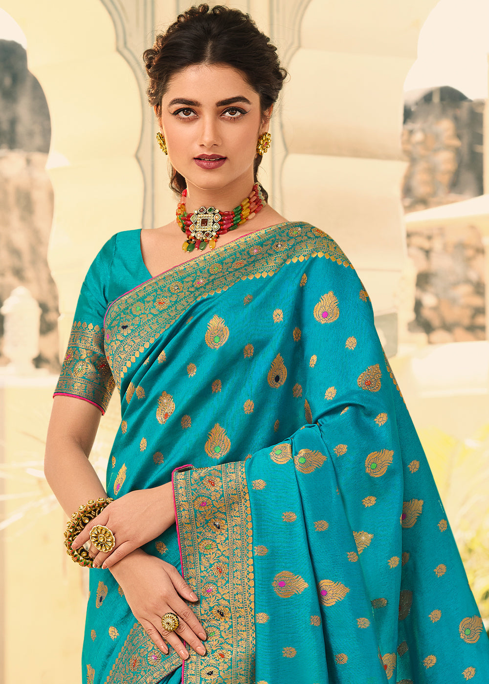 MySilkLove Moonstone Blue Woven Banarasi Silk Saree