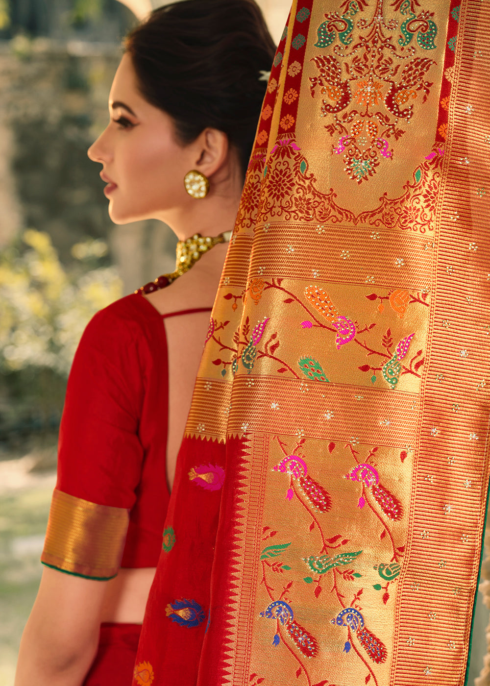 Buy MySilkLove Old Brick Red Woven Banarasi Silk Saree Online
