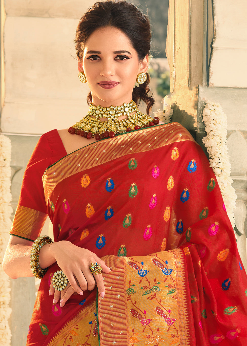 Buy MySilkLove Old Brick Red Woven Banarasi Silk Saree Online