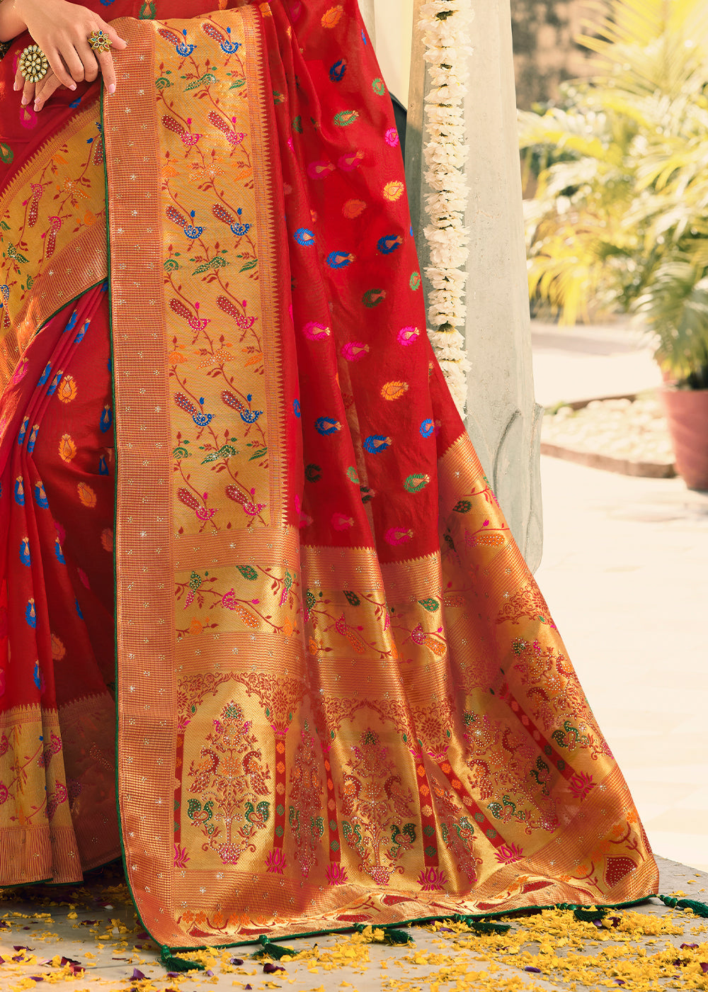Buy MySilkLove Old Brick Red Woven Banarasi Silk Saree Online