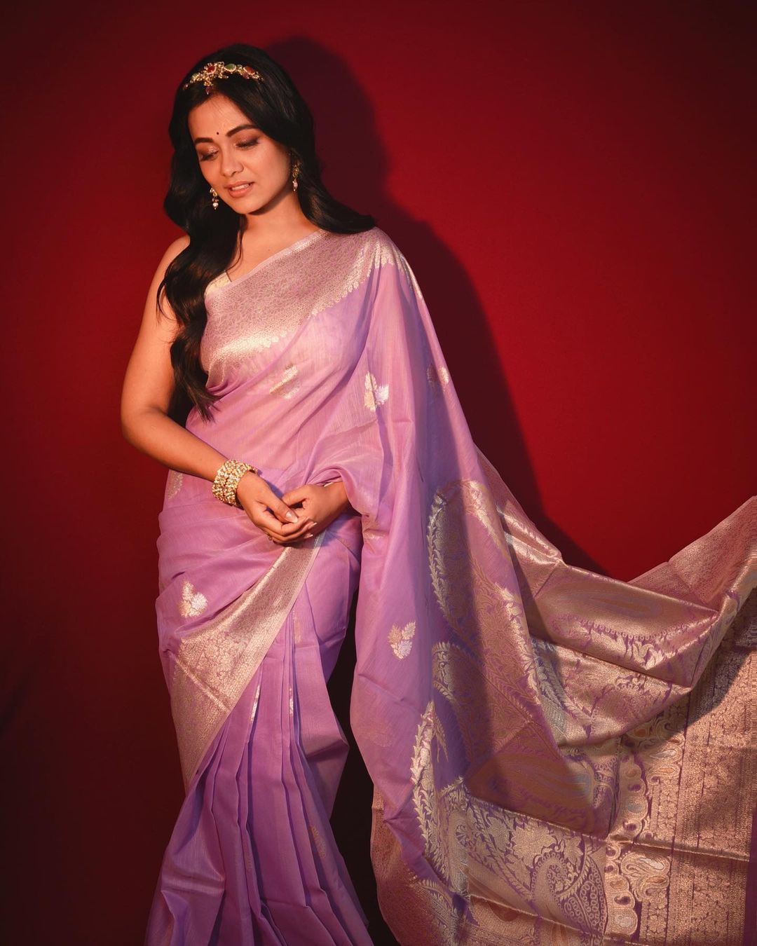 Buy MySilkLove East Side Purple Banarasi Linen Saree Online