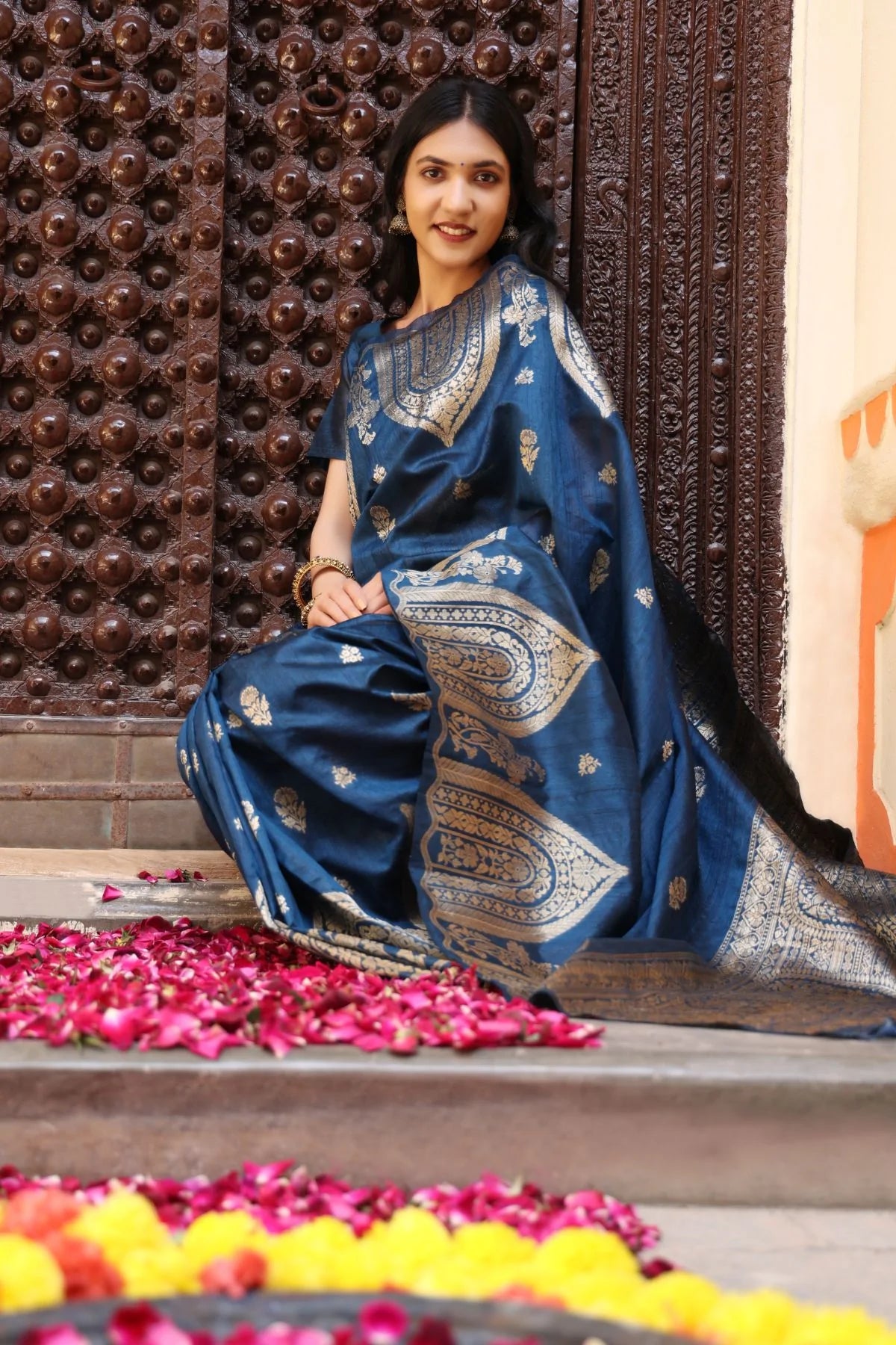 Buy MySilkLove Calypso Blue Tussar Woven Silk Saree Online