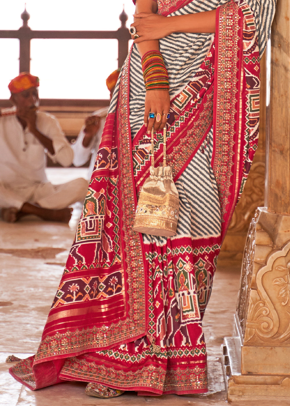 Buy MySilkLove Brick Red and White Woven Patola Saree Online