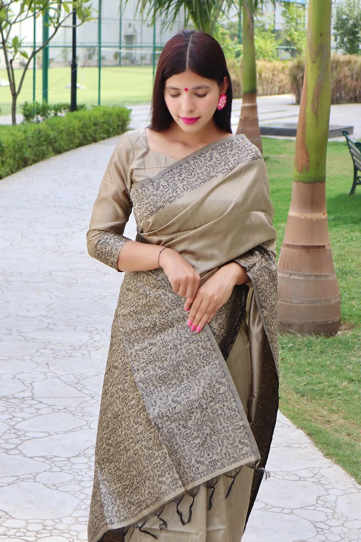 Buy MySilkLove Shadow Brown Banarasi Raw Silk Saree Online