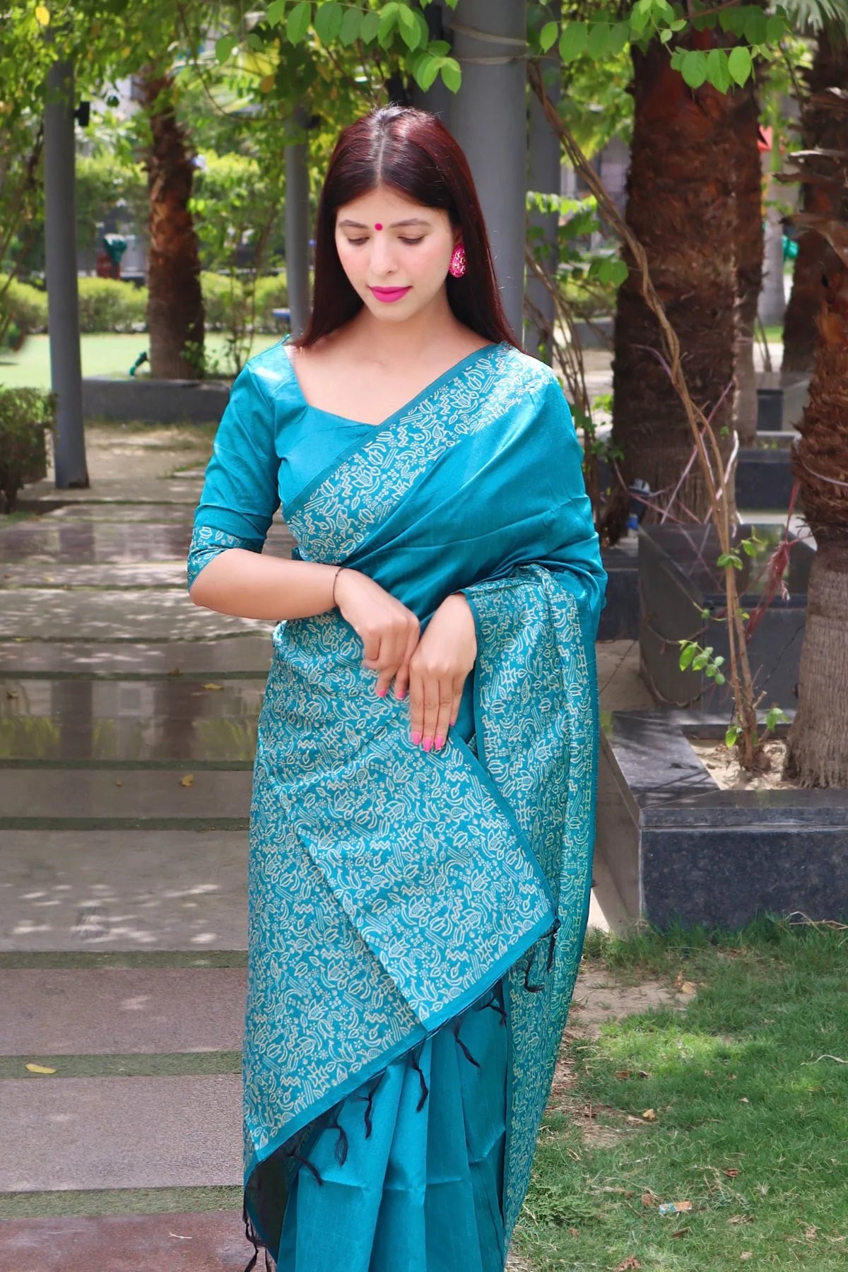 MySilkLove Cerulean Blue Banarasi Raw Silk Saree