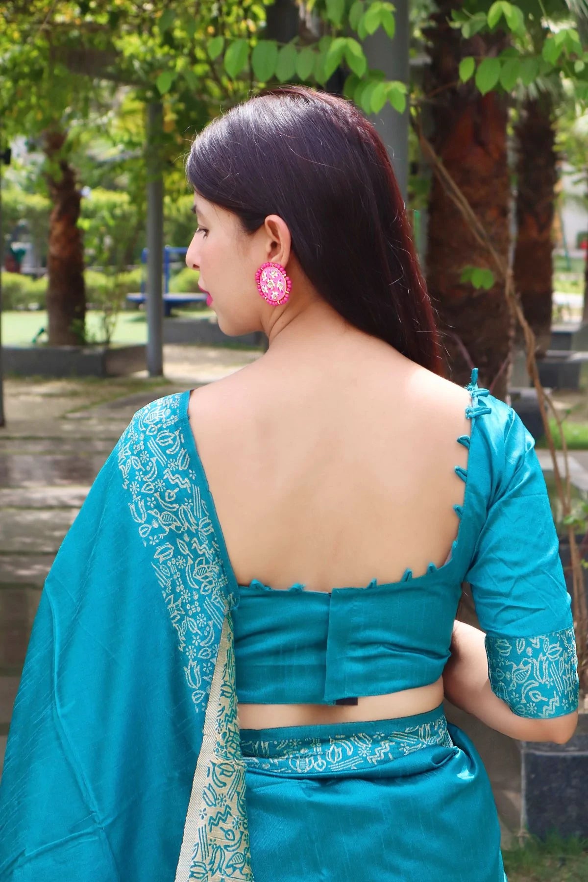 Buy MySilkLove Cerulean Blue Banarasi Raw Silk Saree Online