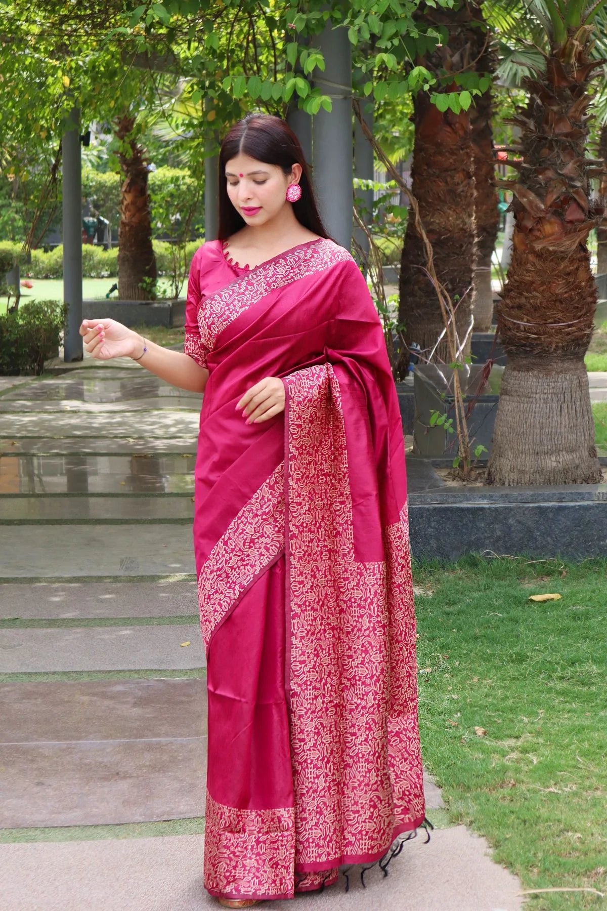 Buy MySilkLove Monarch Pink Banarasi Raw Silk Saree Online