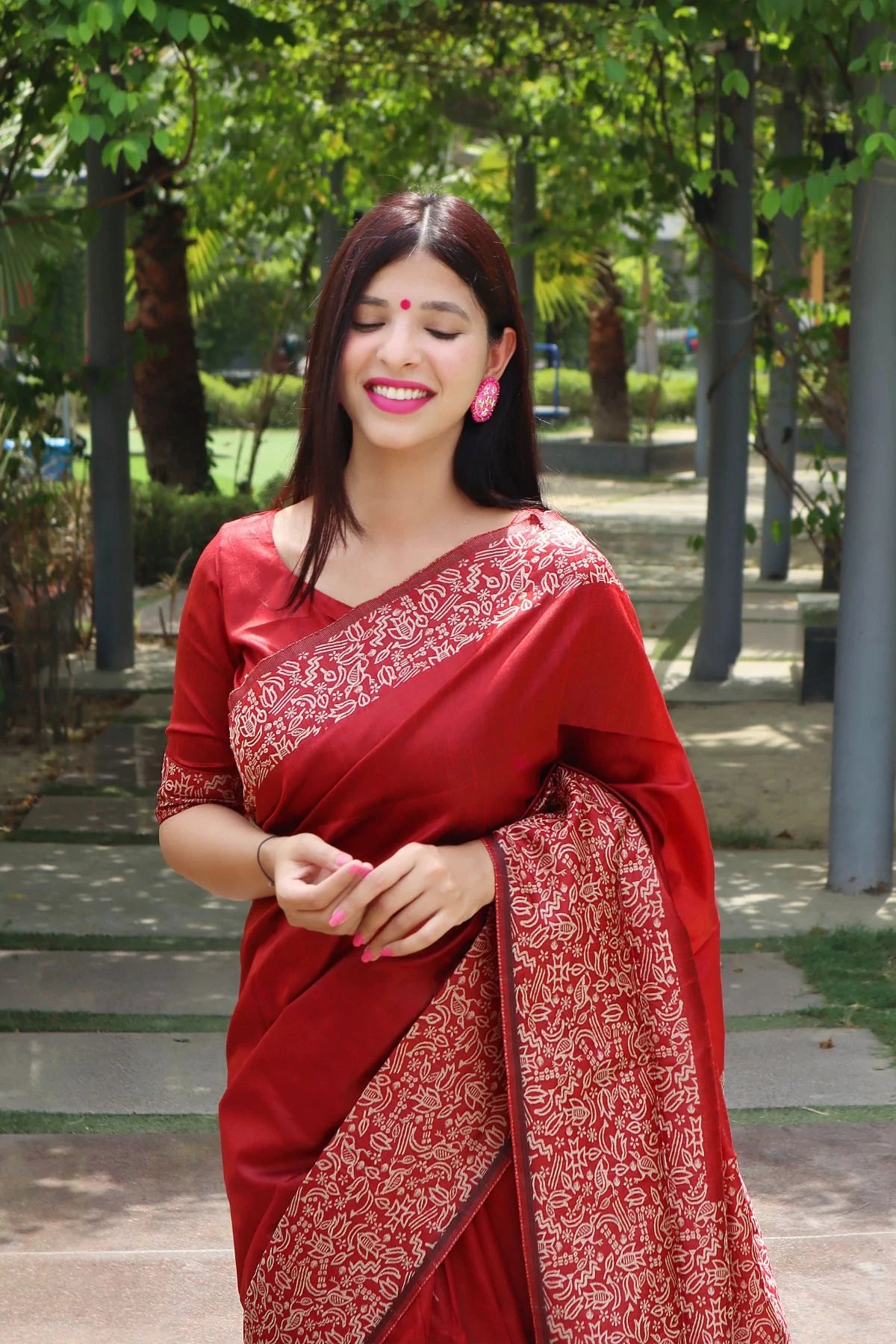MySilkLove Tamarillo Red Banarasi Raw Silk Saree
