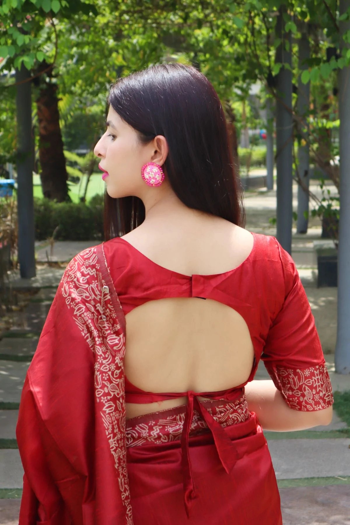 Buy MySilkLove Tamarillo Red Banarasi Raw Silk Saree Online