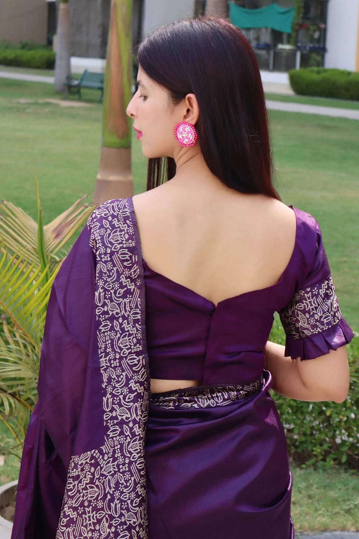 Buy MySilkLove Tamarind Purple Banarasi Raw Silk Saree Online