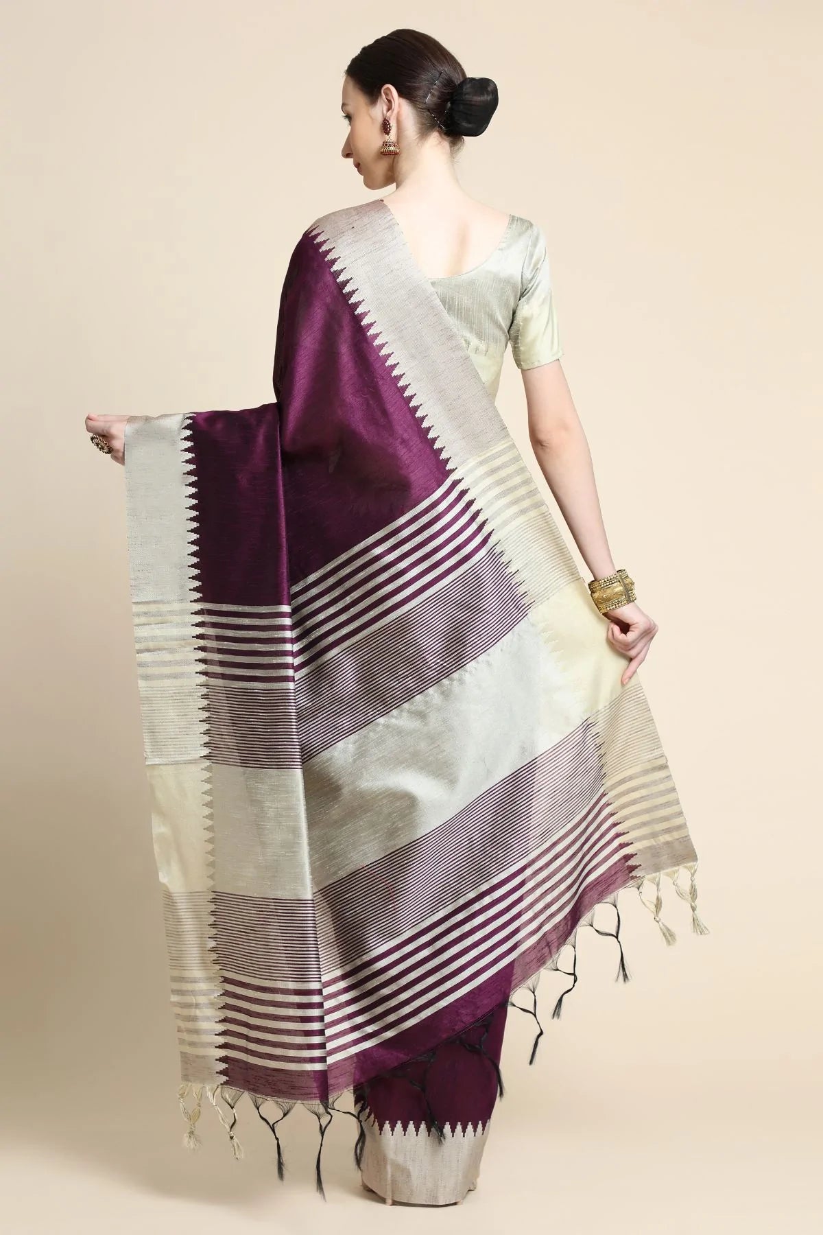 Buy MySilkLove Wine Berry Purple Bhagalpuri Raw Silk Saree Online