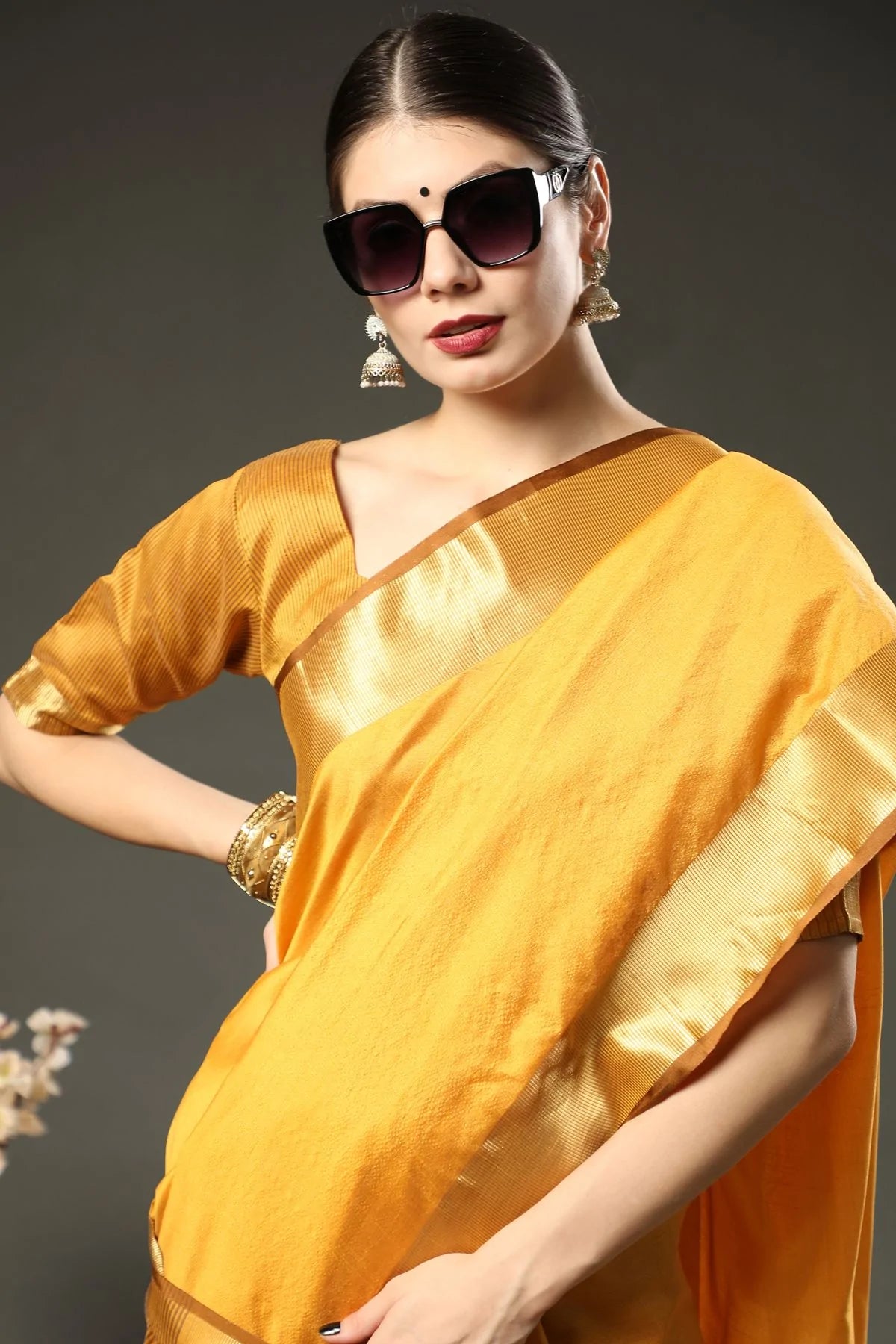 Buy MySilkLove Dandelion Yellow Assam Silk Saree Online