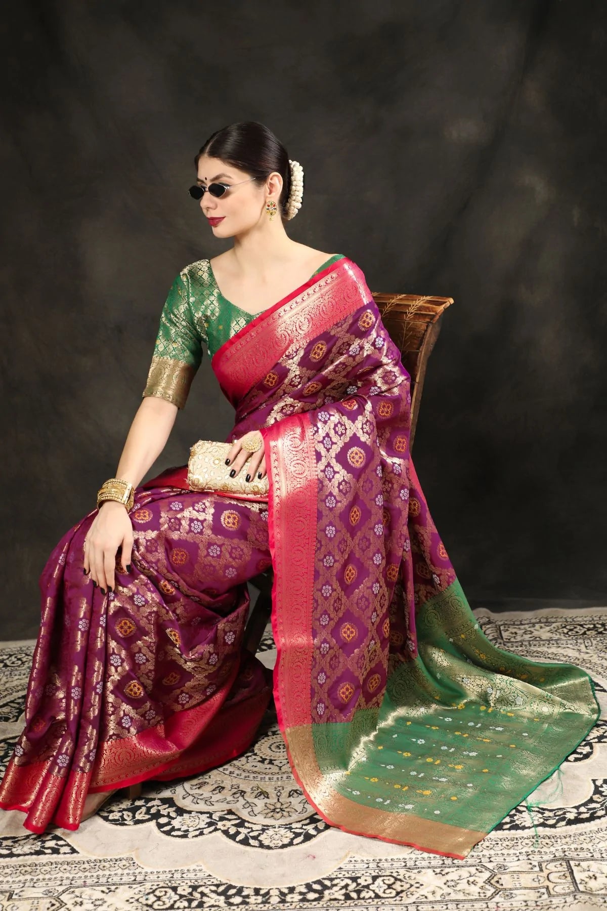 Buy MySilkLove Camelot Purple Woven Banarasi Silk Saree Online