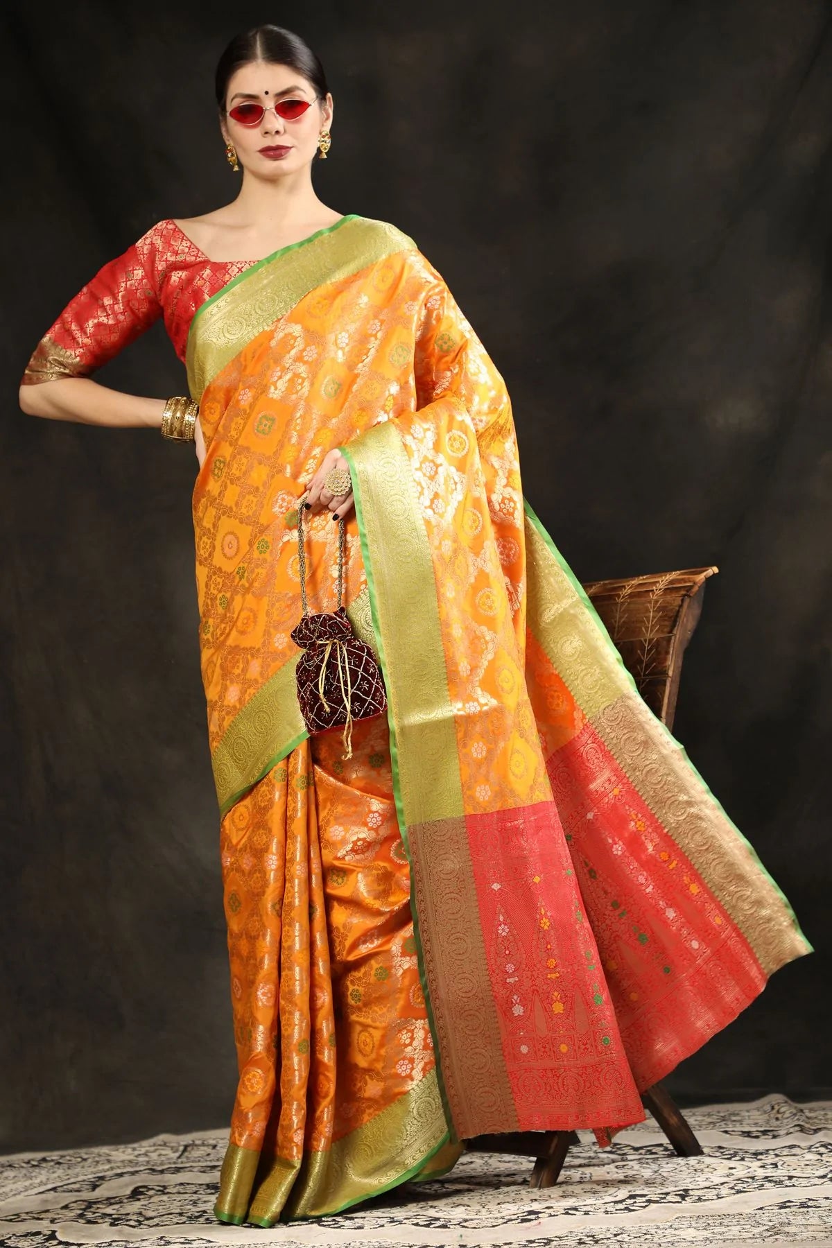 Buy MySilkLove Casablanca Yellow  Woven Banarasi Silk Saree Online