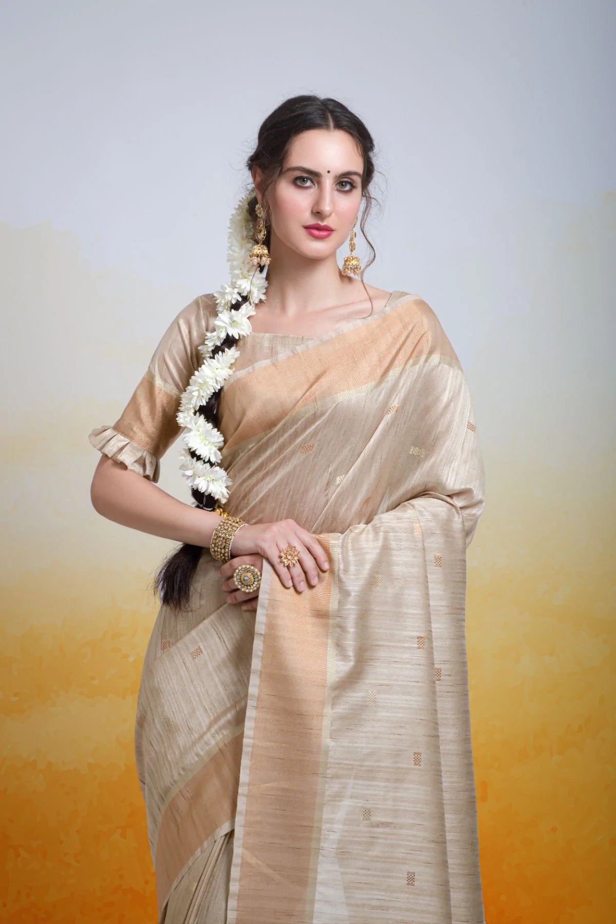 MySilkLove Malta Cream Cotton Silk Saree