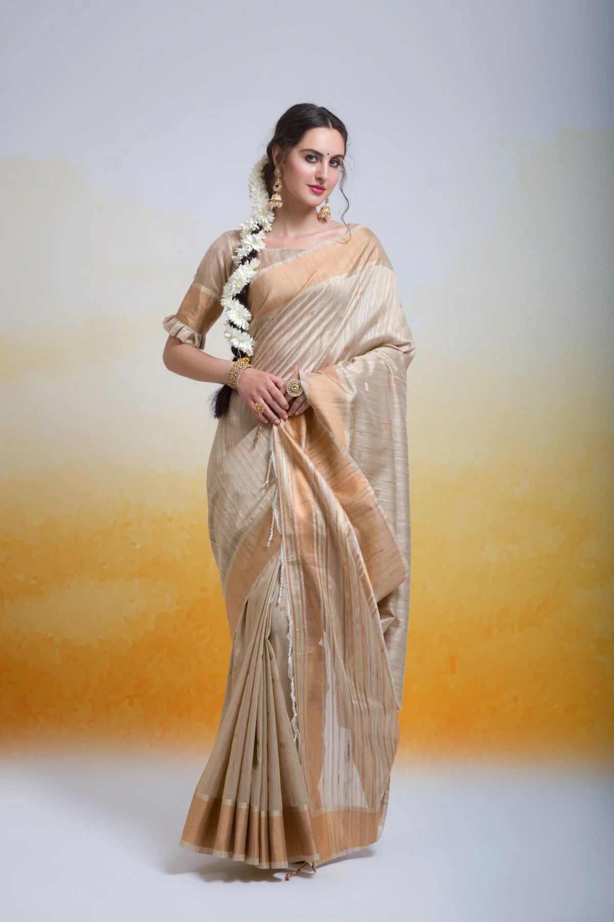 Buy MySilkLove Malta Cream Cotton Silk Saree Online