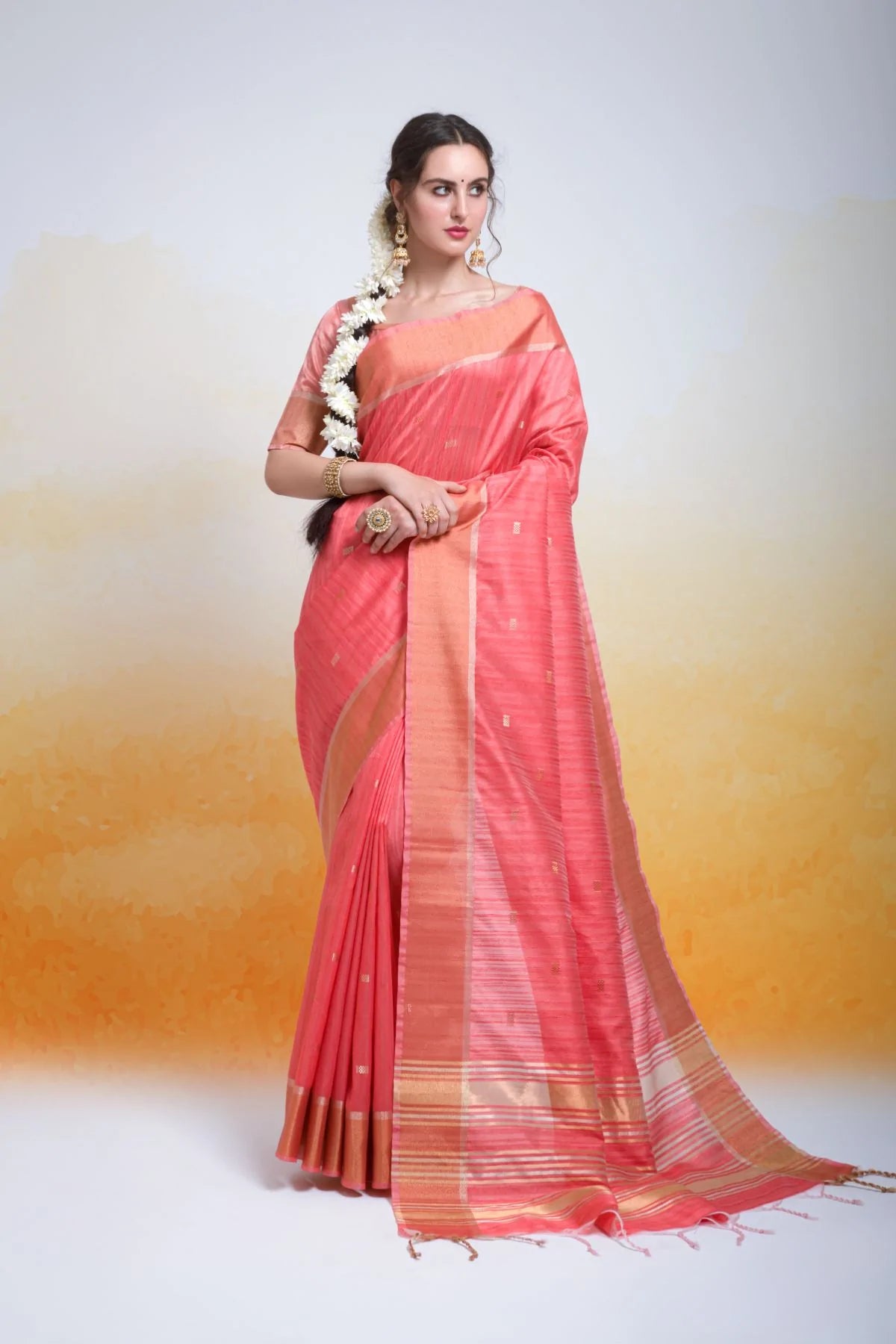 Buy MySilkLove Geraldine Pink Cotton Silk Saree Online