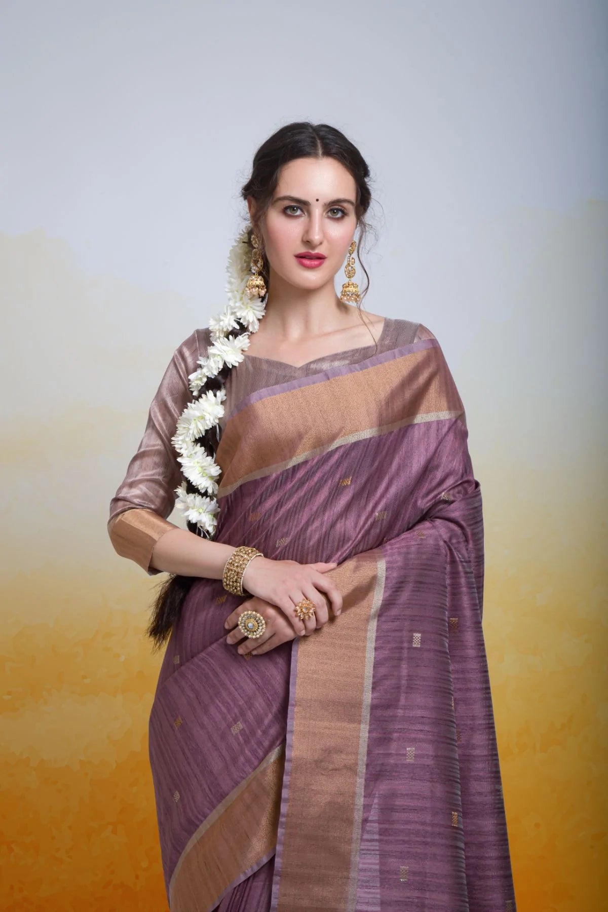 MySilkLove Bouquet Purple Cotton Silk Saree