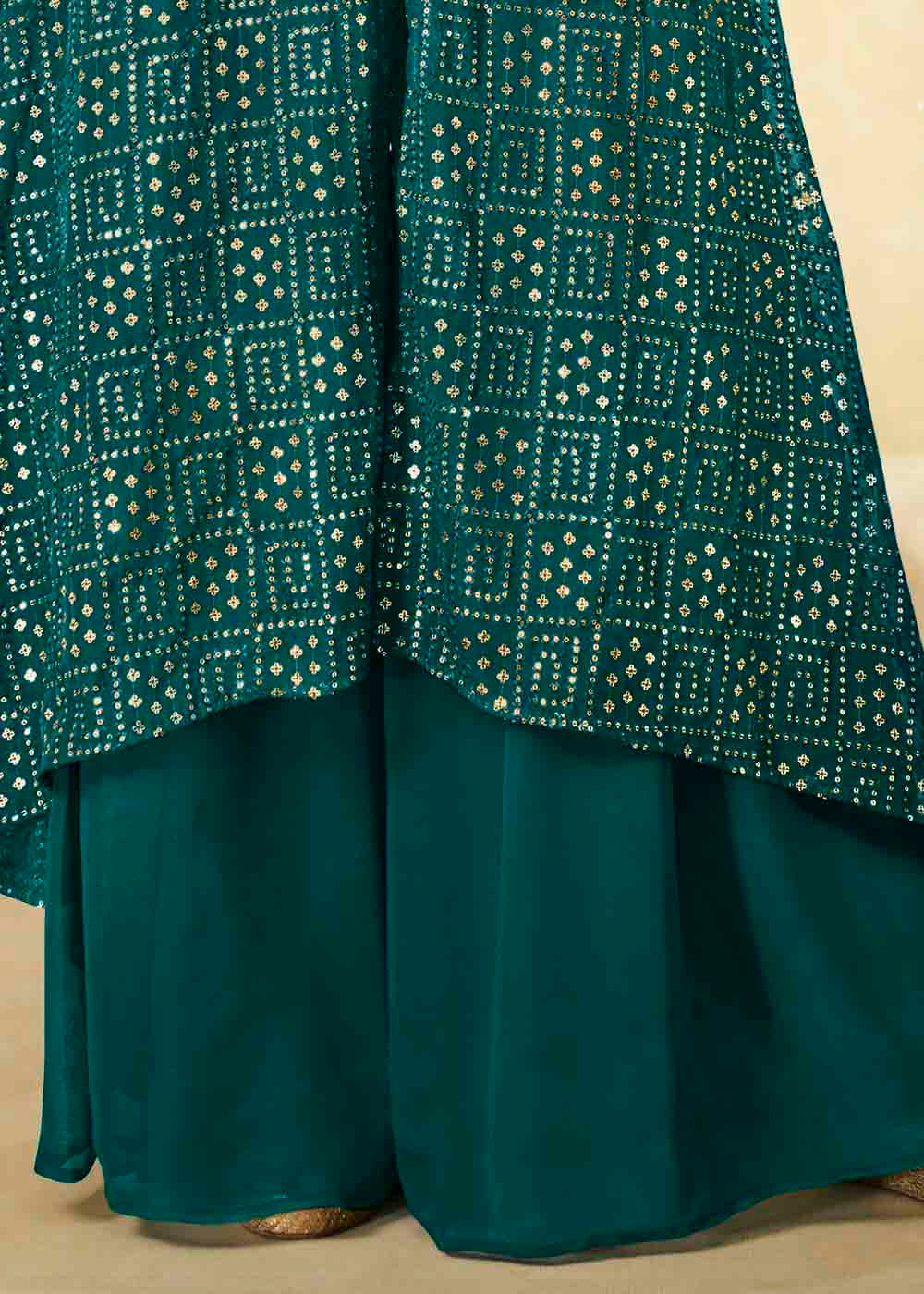 Buy MySilkLove Green Pea Georgette unstitched Plazzo Suit Online