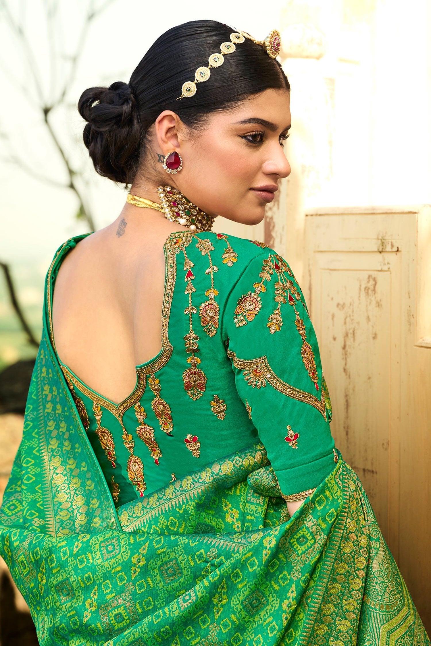 Buy MySilkLove Chateau Green Zari Woven Designer Banarasi Saree Online