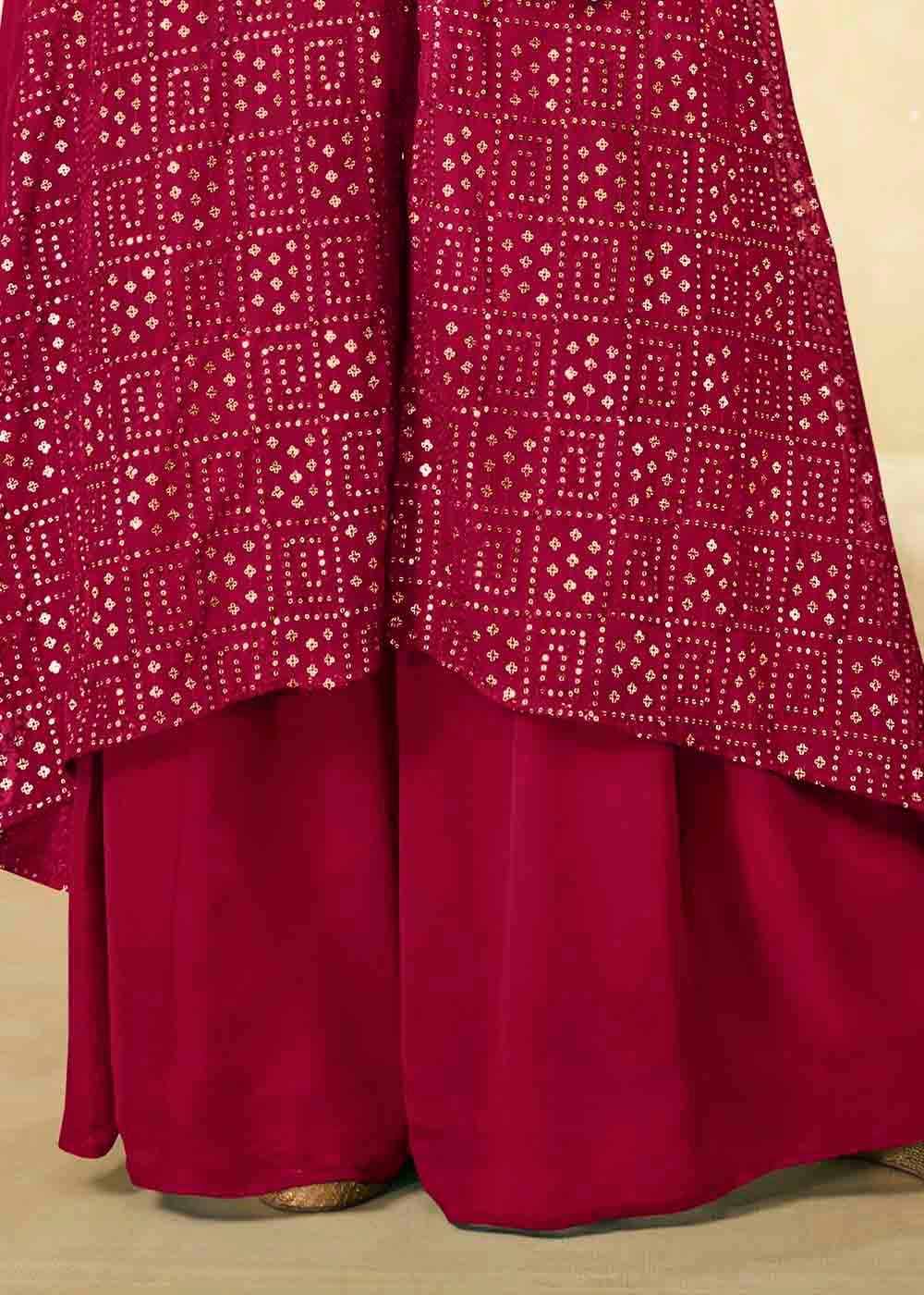 Buy MySilkLove Claret Pink Georgette unstitched Plazzo Suit Online