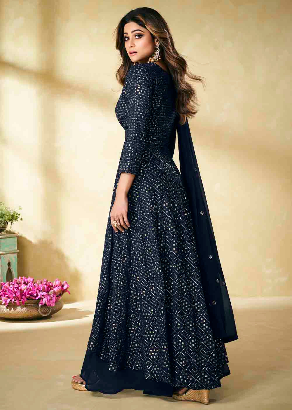 Buy MySilkLove Mirage Blue Georgette Unstitched Plazzo Suit Online