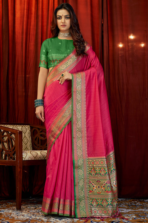 Buy MySilkLove Carnation Pink South Silk Saree Online