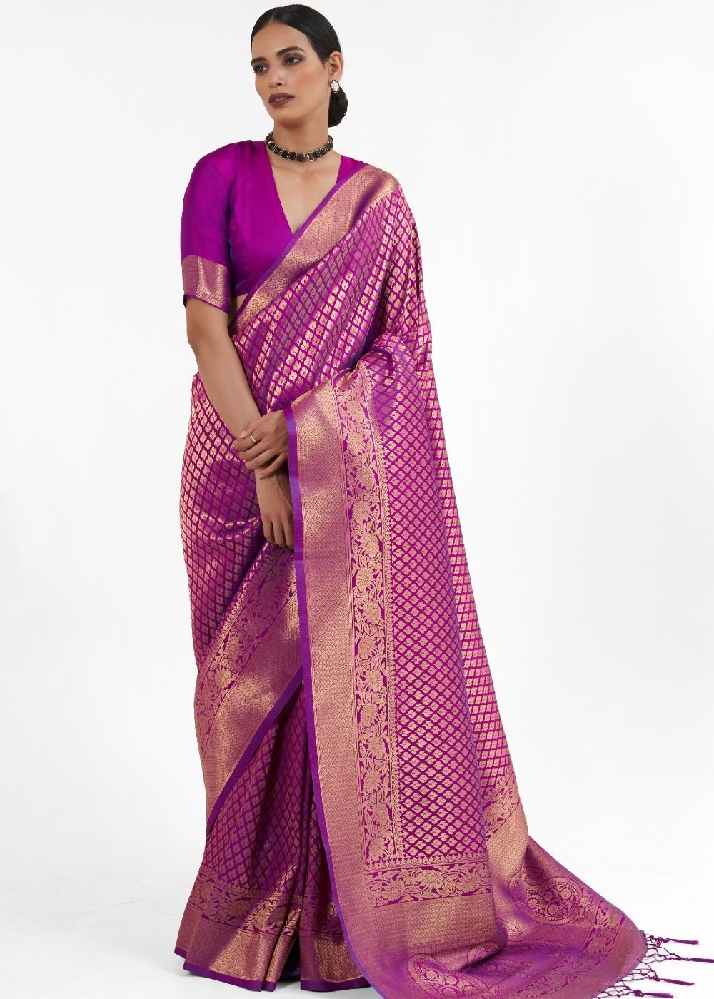 Buy MySilkLove Flirt Purple Zari wovn Kanjivaram Silk Saree Online