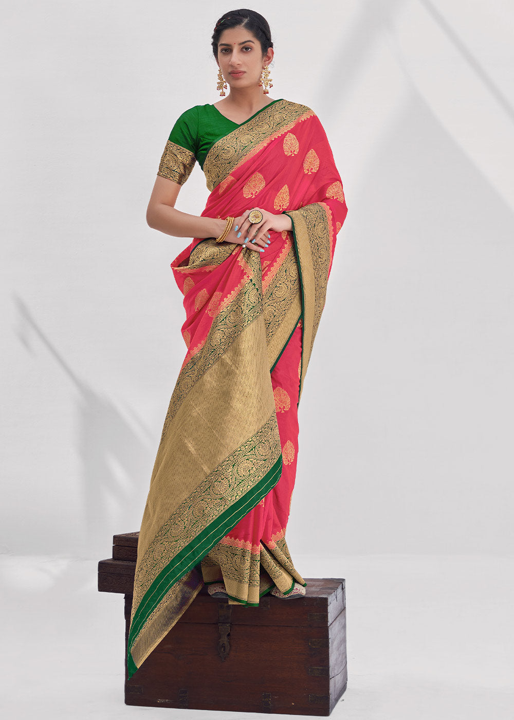 Buy MySilkLove Shiraz Pink Zari Woven Organza Silk Saree Online