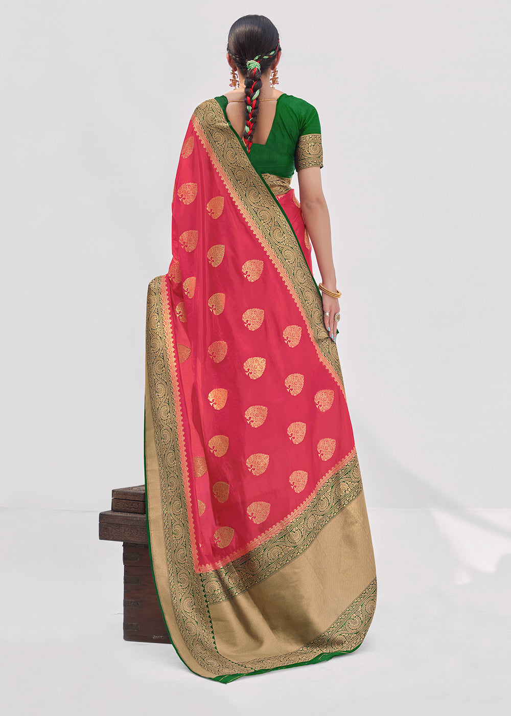 MySilkLove Shiraz Pink Zari Woven Organza Silk Saree