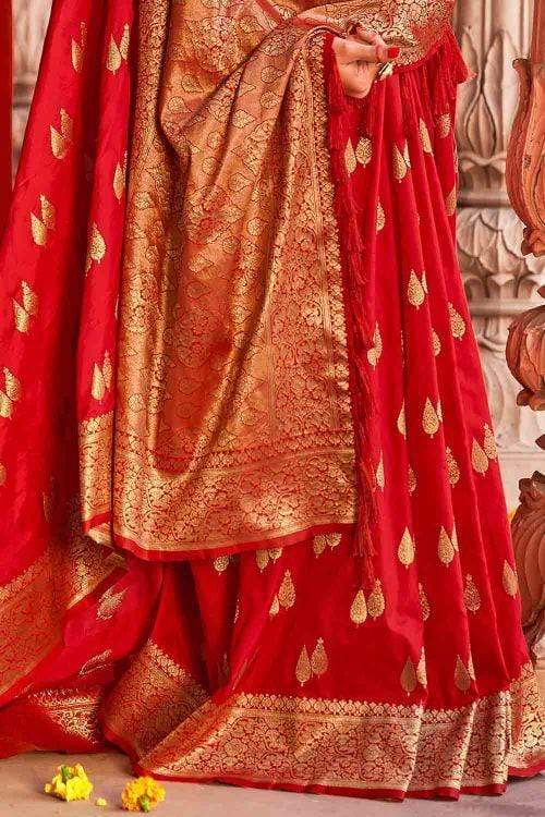 Buy MySilkLove Monza Red Handloom Woven Banarasi Saree Online