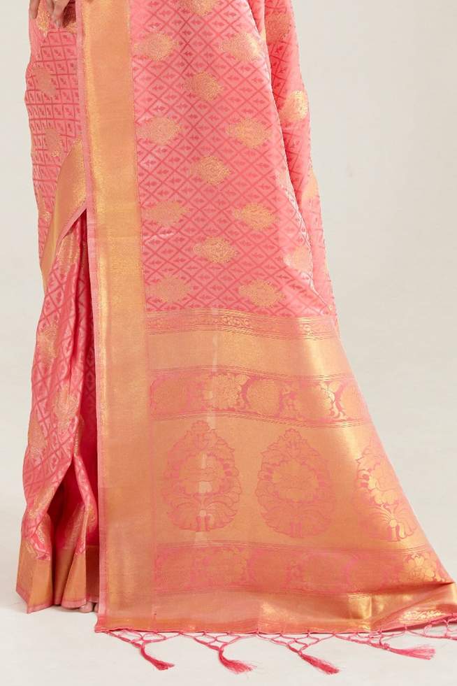 Buy MySilkLove Deep Froly Pink Zari woven Banarasi saree Online