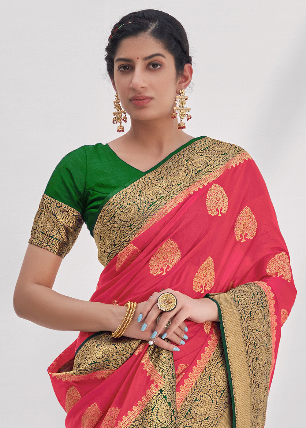 Buy MySilkLove Shiraz Pink Zari Woven Organza Silk Saree Online