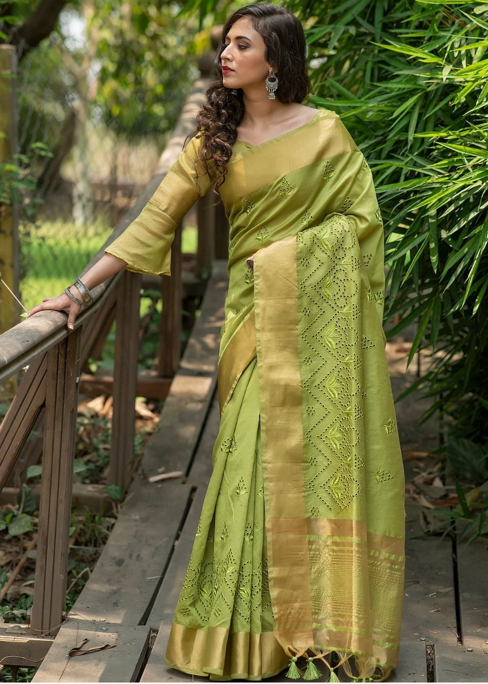 Buy MySilkLove Peridot Green Assam Silk Saree Online