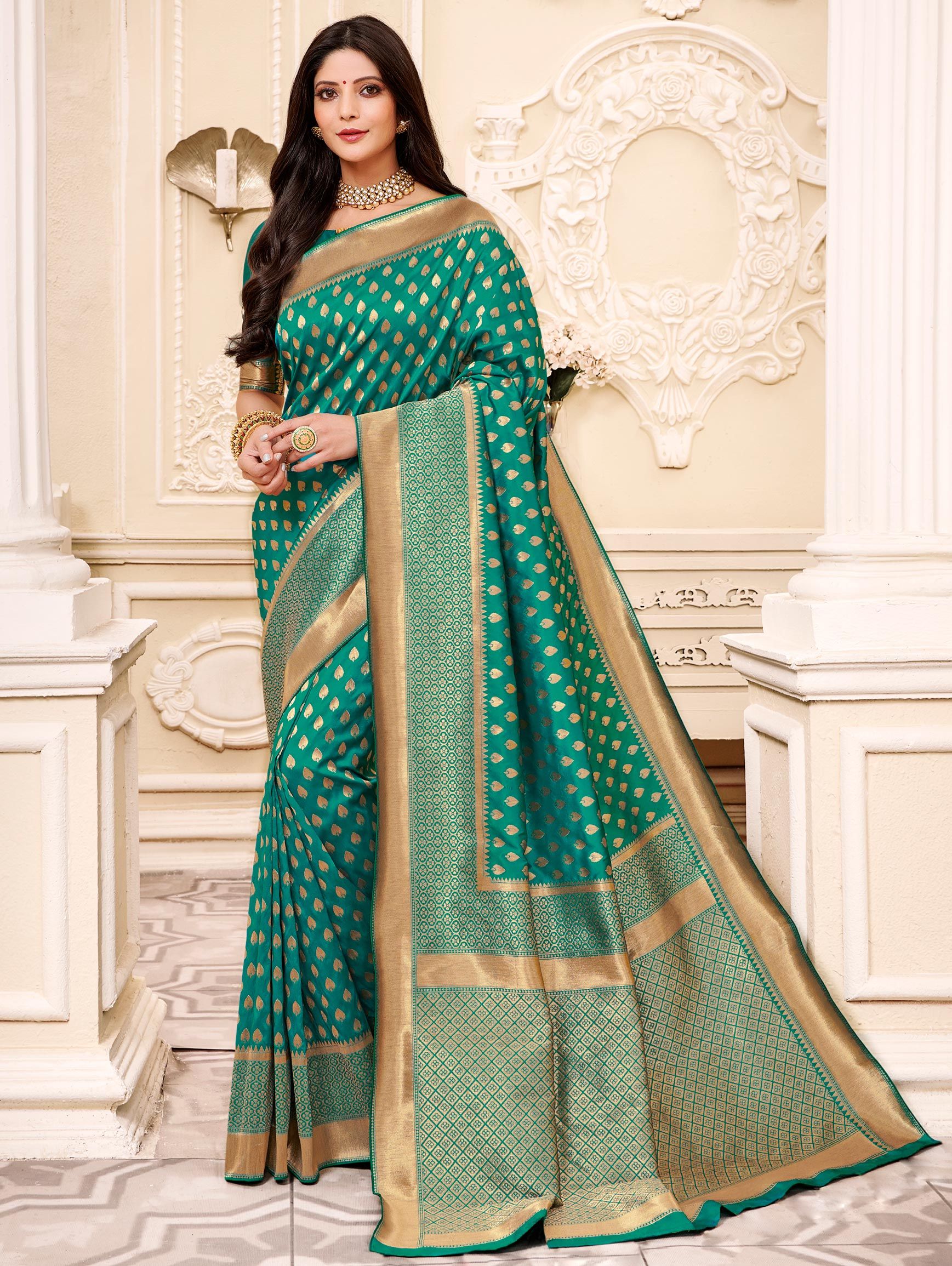 Buy MySilkLove Observatory Green Woven Banarasi Saree Online