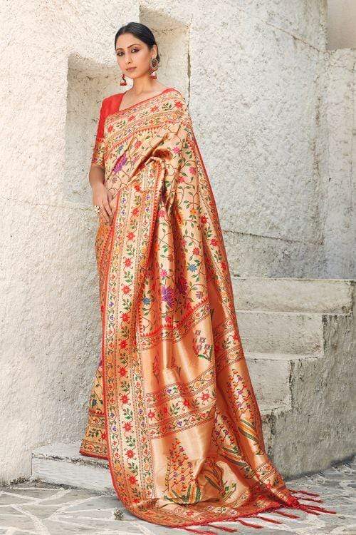 Buy MySilkLove Golden Zari woven Paithani Saree Online