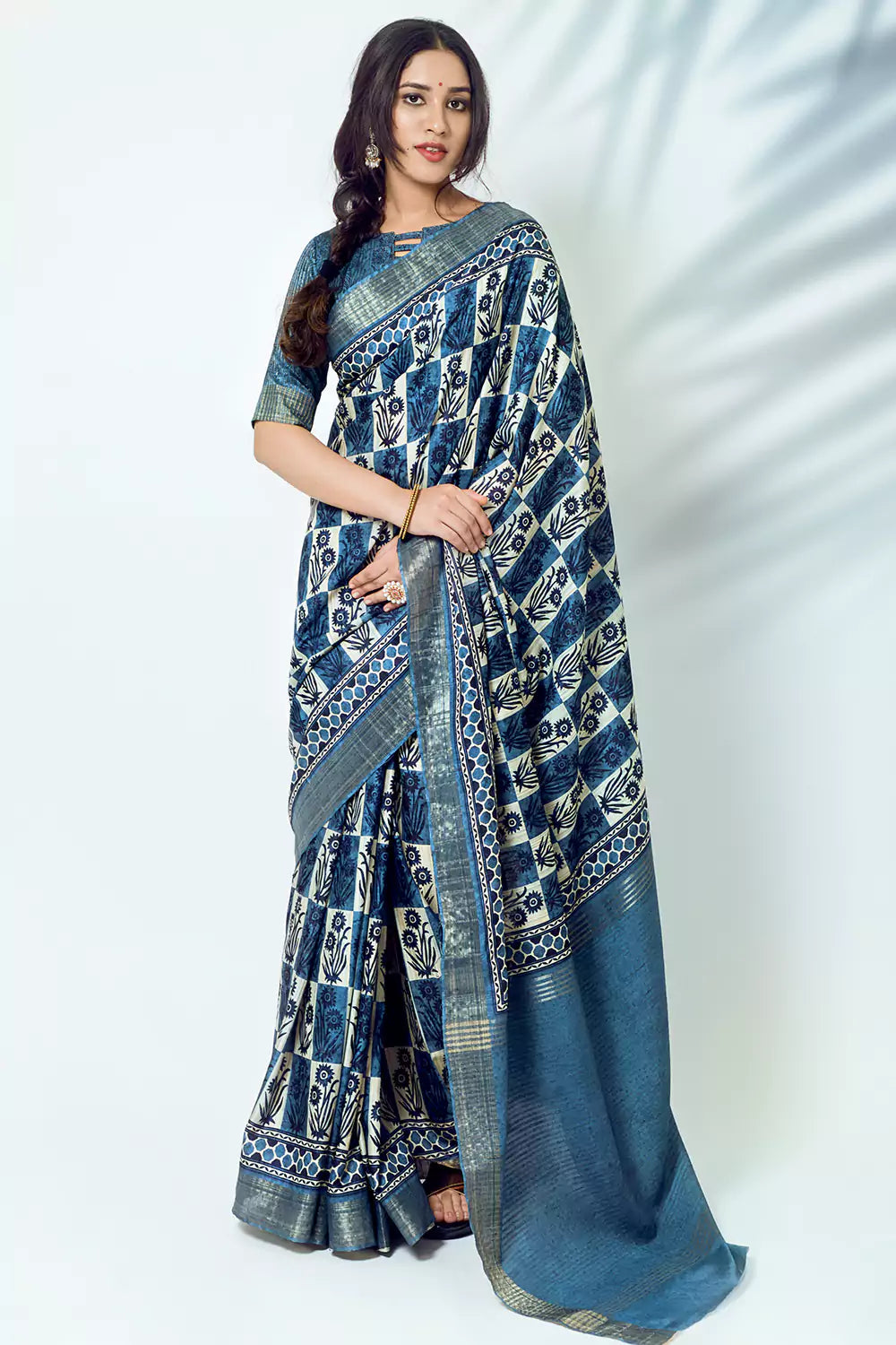 Buy MySilkLove Burst Blue Soft Kotha Silk Saree Online