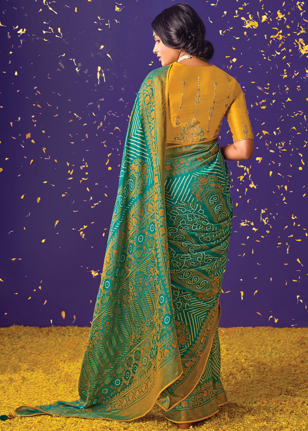 MySilkLove Amazon Green Printed Paithani Saree With Embroidered Blouse