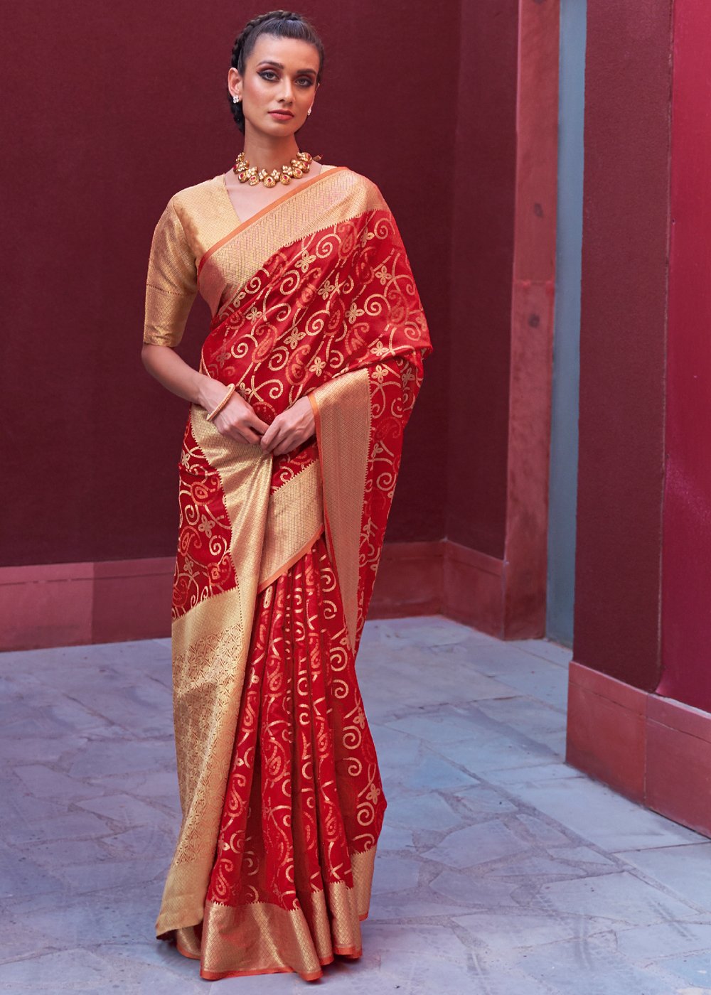 MySilkLove Thunderbird Red Handloom Woven Patola Saree